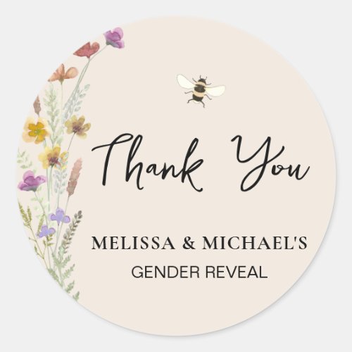 What Will Baby Bee Gender Reveal Thank You Classic Round Sticker