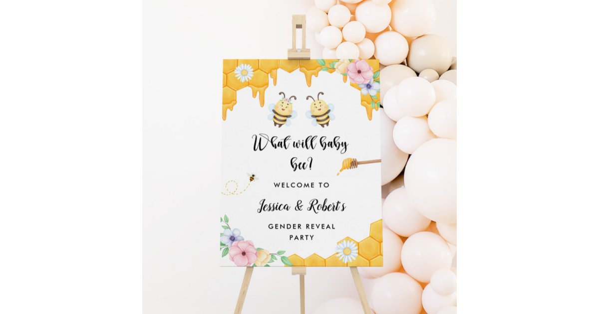 What Will Baby Bee Gender Reveal Welcome Foam Board | Zazzle