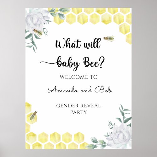 What will baby Bee Gender reveal welcome Poster
