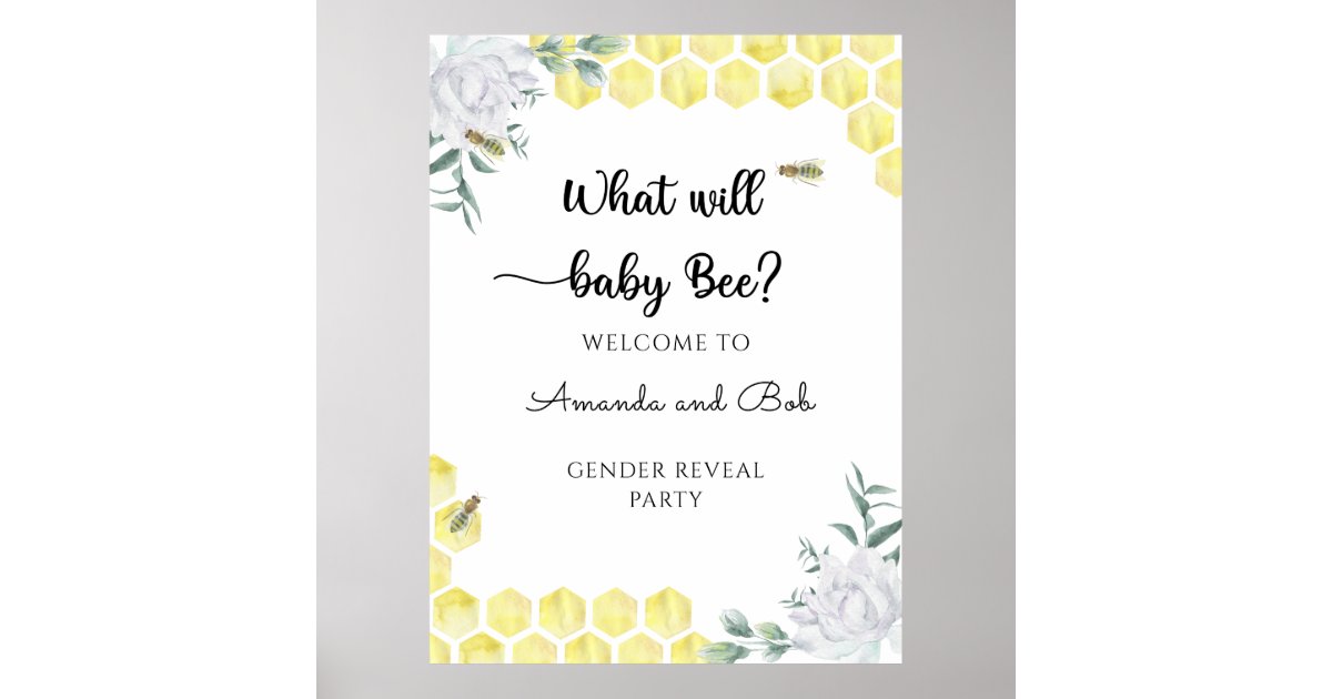 What will baby Bee Gender reveal welcome Poster | Zazzle