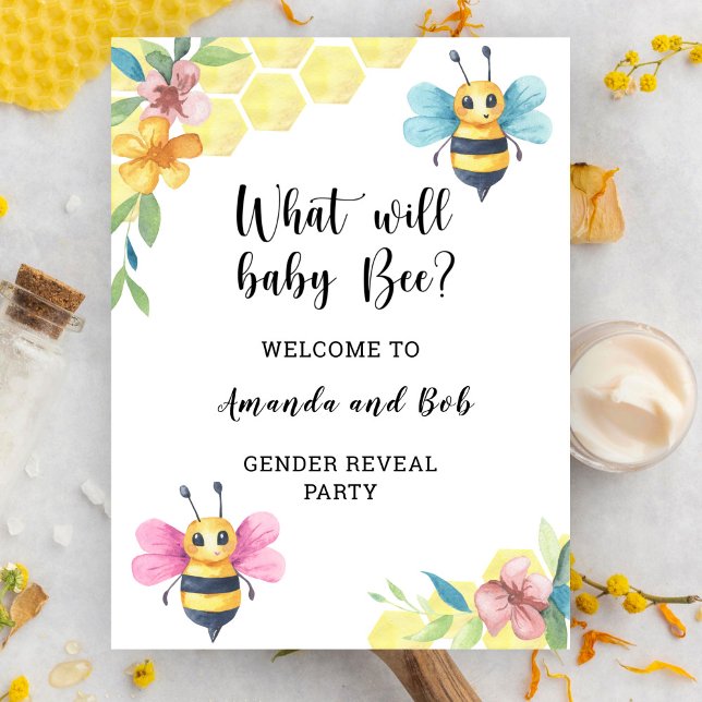 What will baby bee gender reveal welcome poster (Creator Uploaded)