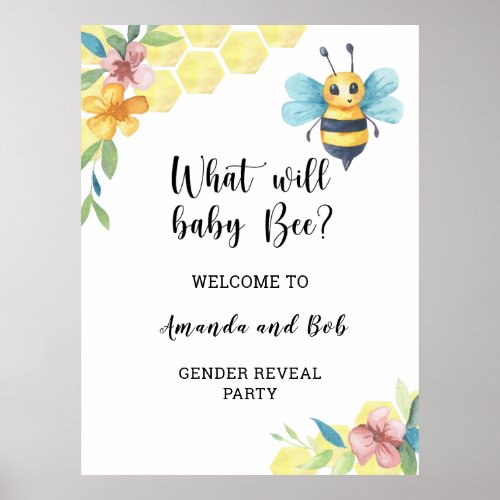 What will baby bee gender reveal welcome poster