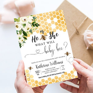 What Will Baby Bee Honey Bee Baby Shower Invitation