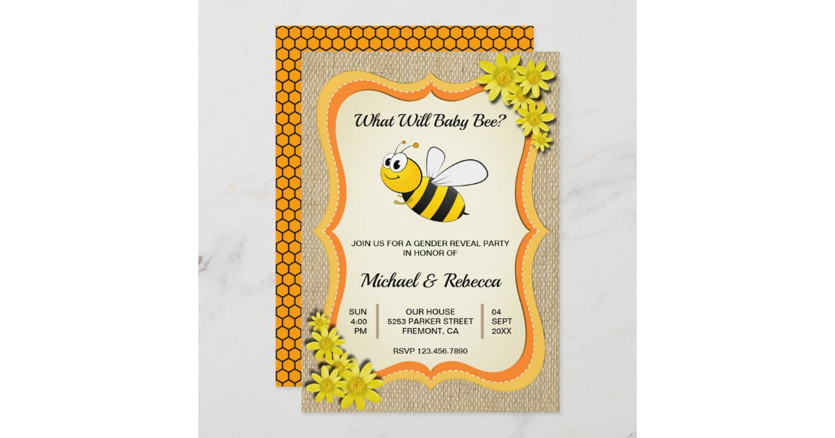 What Will Baby Bee Honey Bee Gender Reveal Party Invitation Zazzle Com