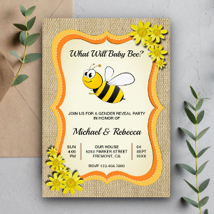 What Will Baby Bee Honey Bee Gender Reveal Party Invitation