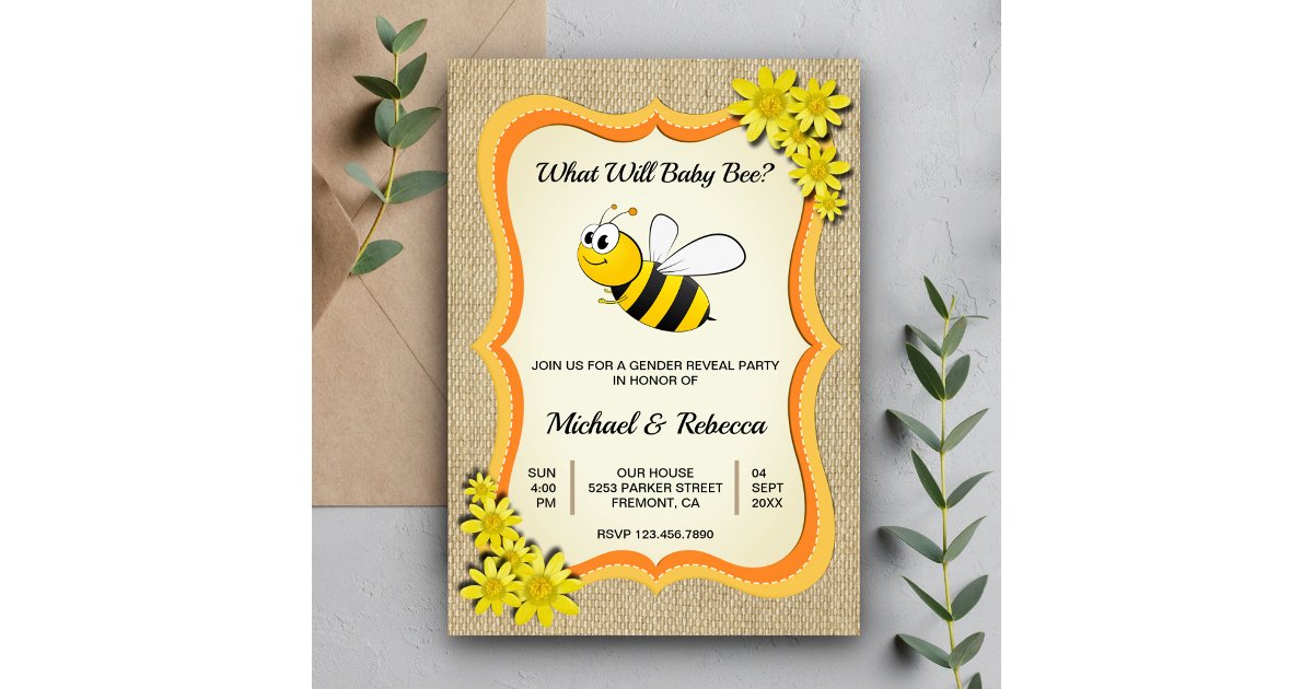 What Will Baby Bee | Honey Bee Gender Reveal Party Invitation | Zazzle