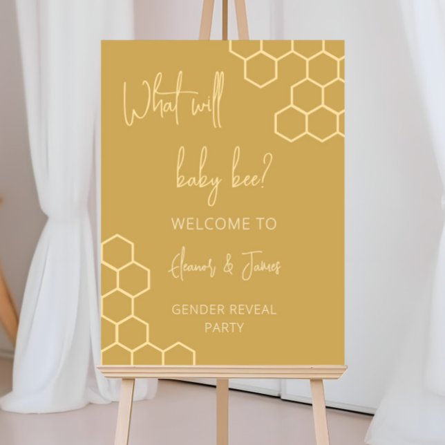 What Will Baby Bee Honeycomb Gender Reveal Welcome Foam Board (Creator Uploaded)