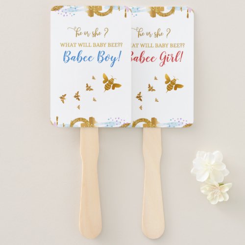 What Will Baby Bee Illustration Gender Reveal  Han Hand Fan