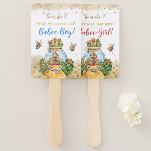 What Will Baby Bee Illustration Gender Reveal  Hand Fan