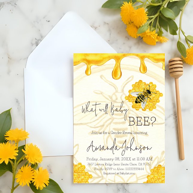 What Will Baby Bee Rustic Honeycomb Gender Reveal Invitation (Creator Uploaded)