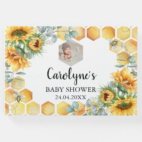 What Will Baby Bee Sunflower Baby Shower Guest Book