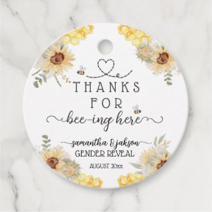 What will baby bee sunflower Gender Reveal Favor Tags