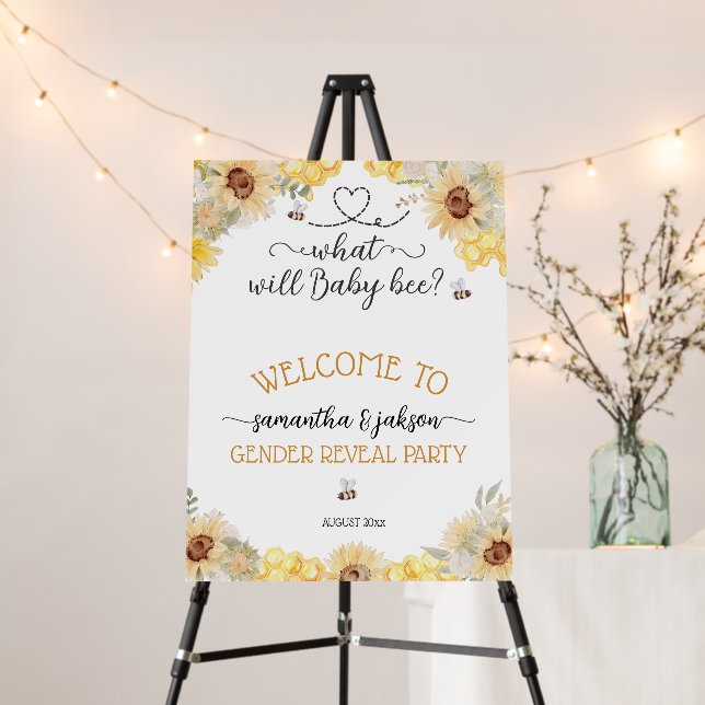 What will baby bee sunflower Gender Reveal welcome Foam Board (In Situ (Stand))