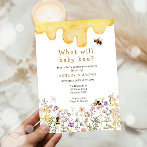 What will Baby Bee Wildflower Gender Reveal Invitation