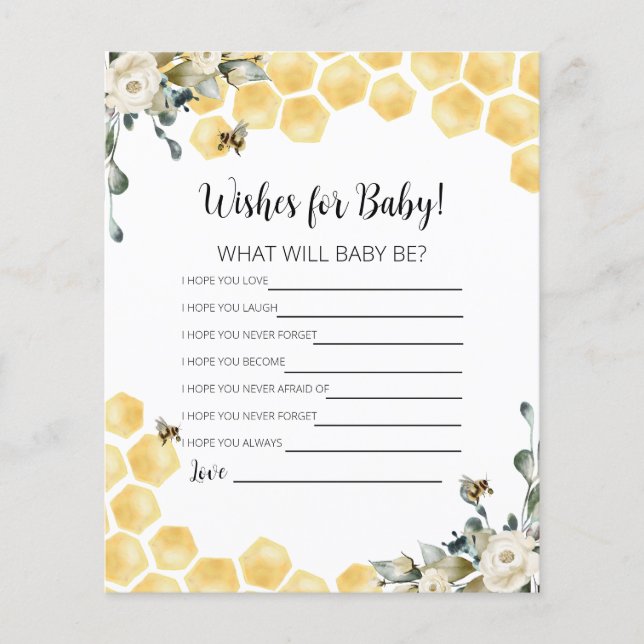 What will baby bee Wishes for Baby Card. (Front)
