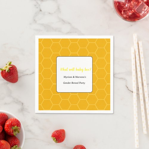 What will baby bee Yellow bumble bee gender reveal Napkins