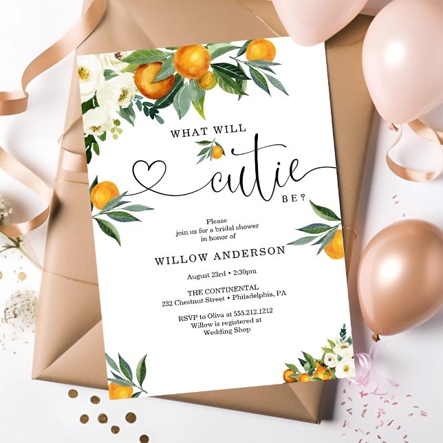 What Will Cutie Be Citrus Lemon Bridal Shower Invitation (Creator Uploaded)