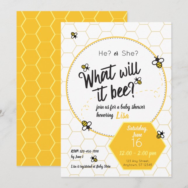 What will it bee? Baby Shower Gender Reveal Invitation (Front/Back)