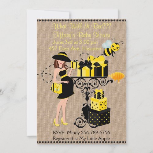 What will it Bee Baby Shower Reveal Invitation