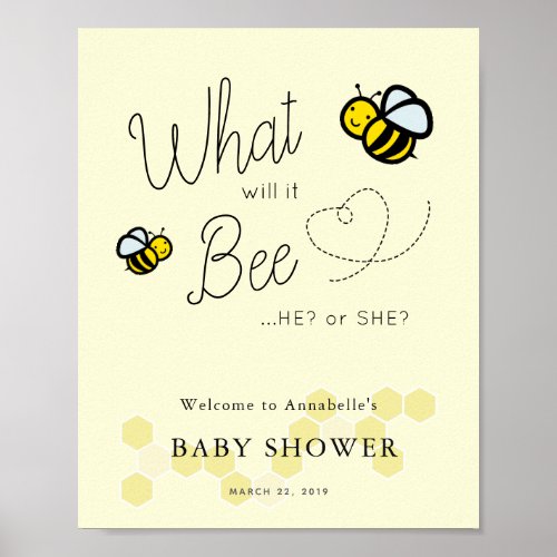 What will it Bee Baby Shower Welcome Sign