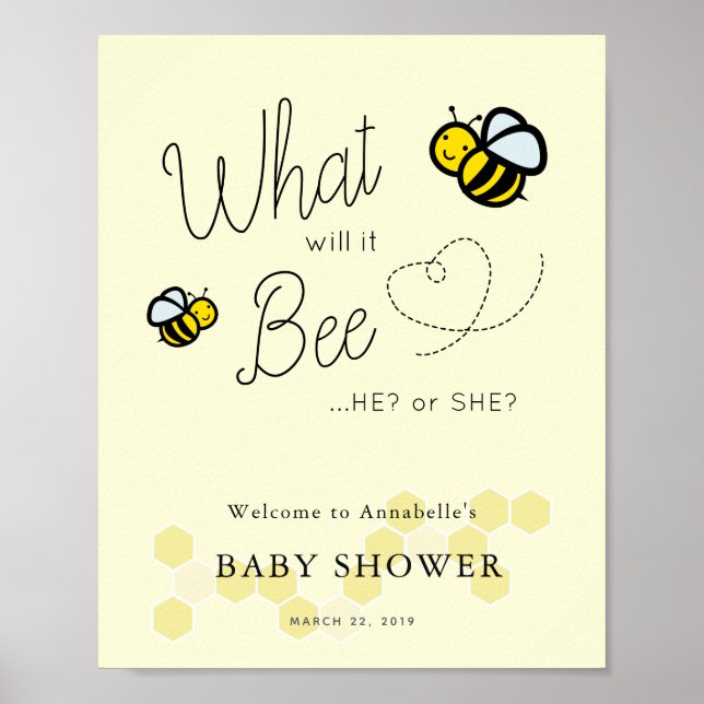 What will it Bee Baby Shower Welcome Sign (Front)