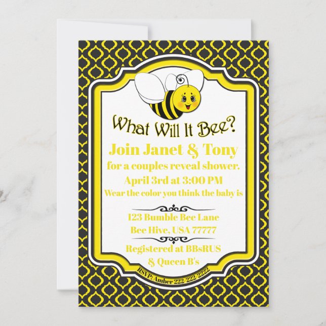 What Will It Bee Couples Baby Shower Invitation (Front)