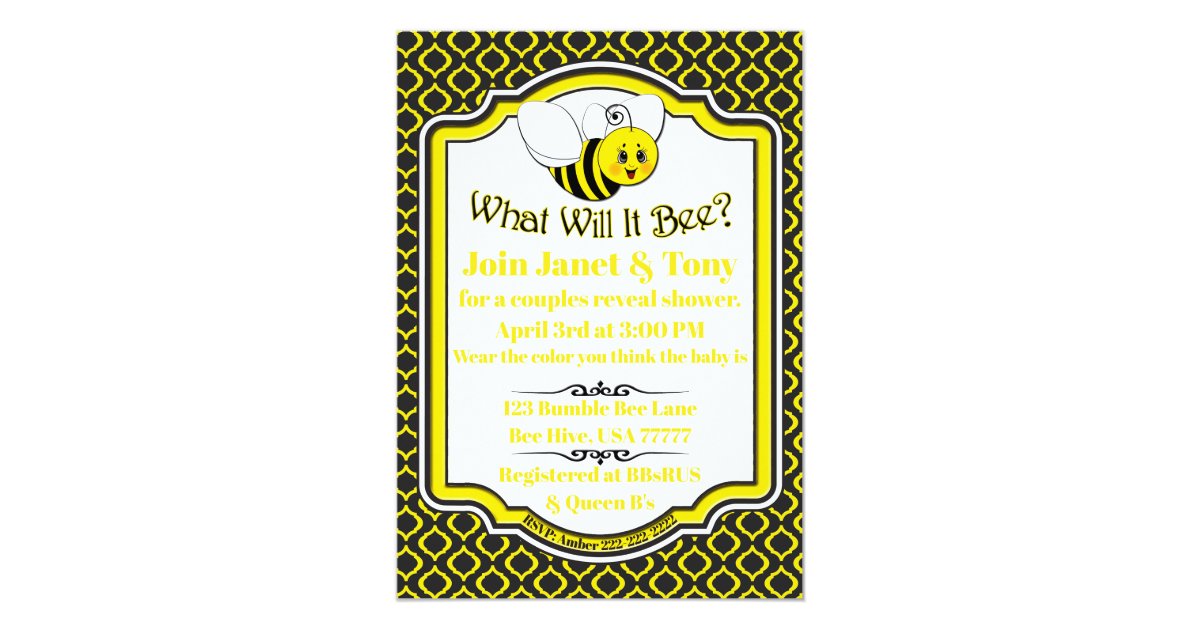 What Will It Bee Couples Baby Shower Invitation Zazzle Com