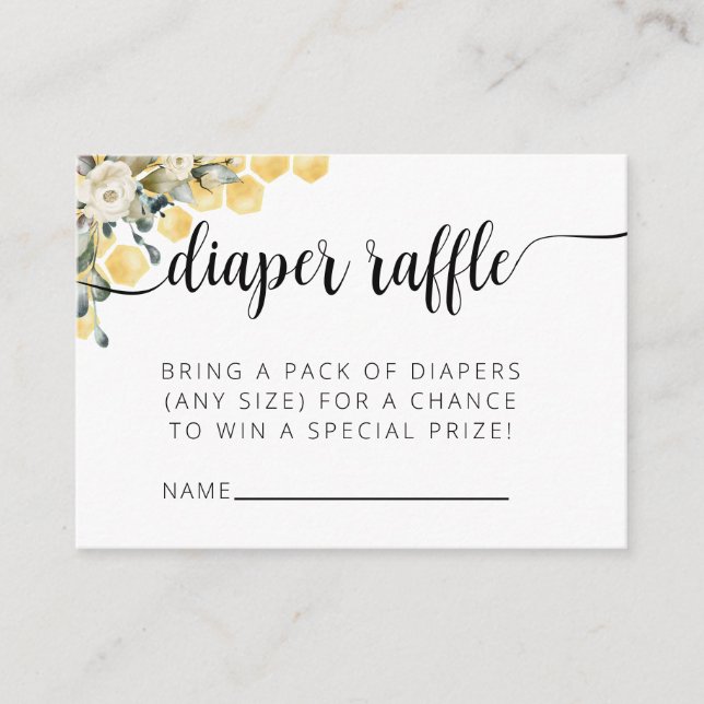 What Will it Bee Diaper Raffle Enclosure Card. Card (Front)