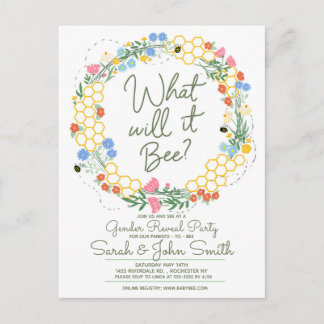 What will it Bee Gender Reveal Postcard Invite