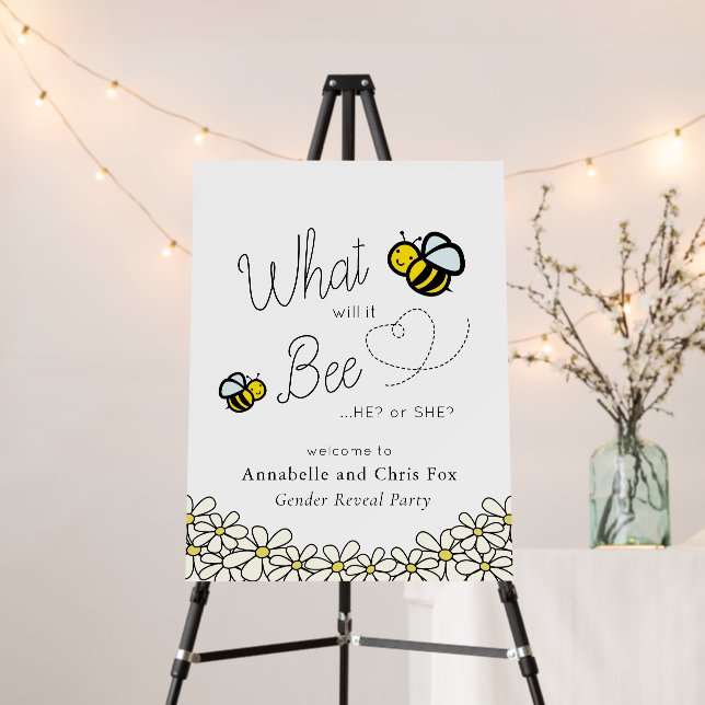 What will it Bee Gender Reveal White Welcome Foam Board (In Situ (Stand))