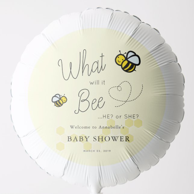 What will it Bee Gender Reveal Yellow Baby Shower Balloon (Front)