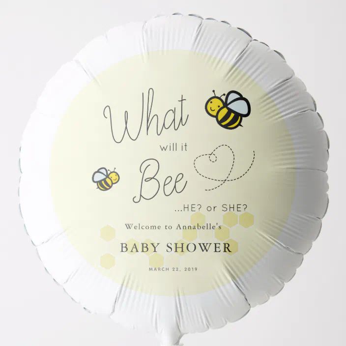 What Will It Bee Gender Reveal Yellow Baby Shower Balloon Zazzle Com