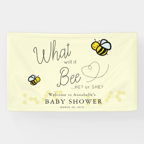 What will it Bee Gender Reveal Yellow Baby Shower Banner