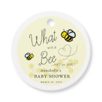 What will it Bee Gender Reveal Yellow Baby Shower Favor Tags