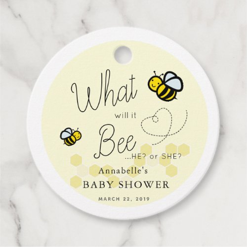 What will it Bee Gender Reveal Yellow Baby Shower Favor Tags