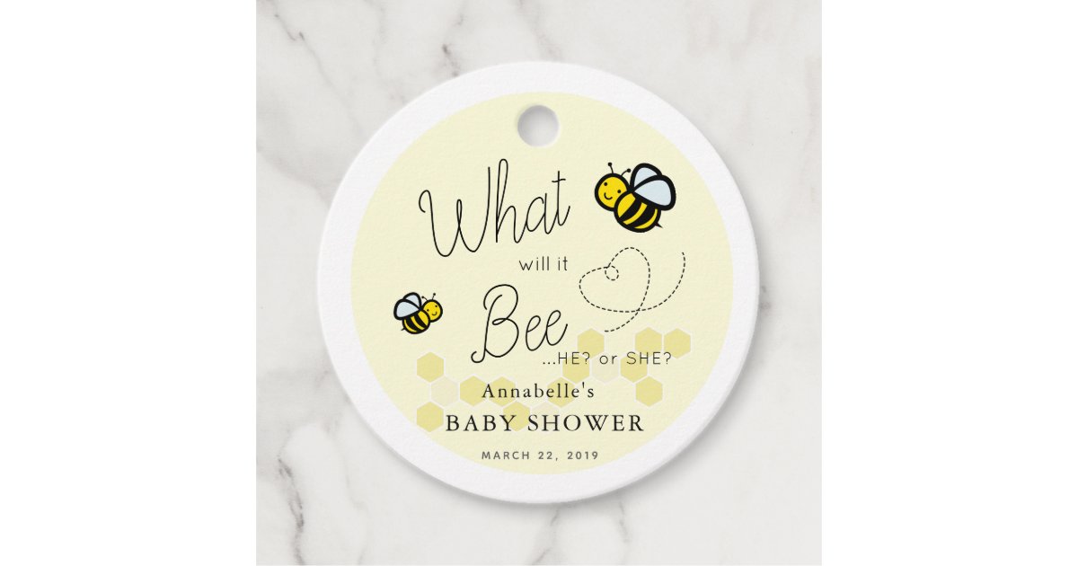 What Will It Bee Gender Reveal Yellow Baby Shower Favor s Zazzle Com