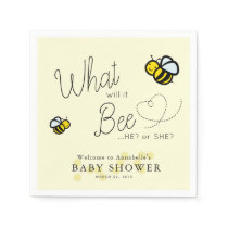 What will it Bee Gender Reveal Yellow Baby Shower Napkins