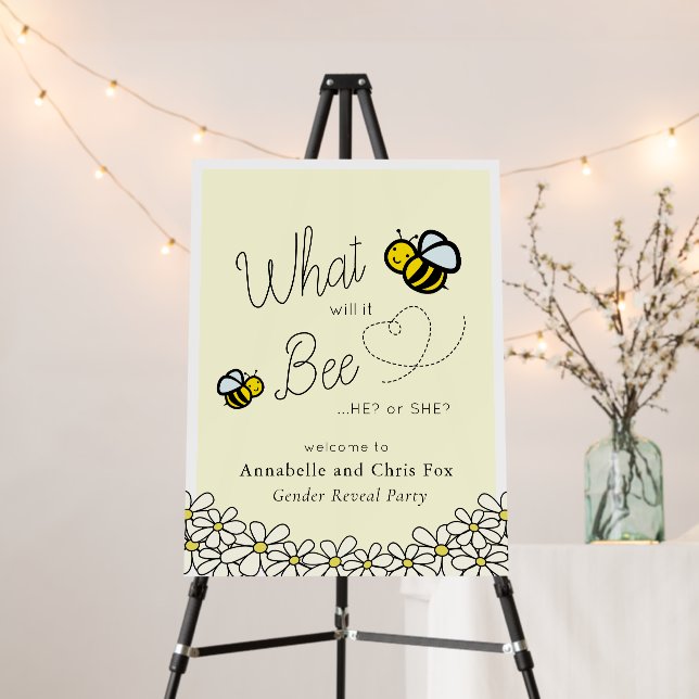 What will it Bee Gender Reveal Yellow Welcome Foam Board (In Situ (Stand))