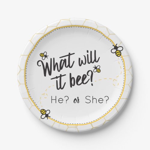 What will it Bee He She Gender Reveal Baby Shower Paper Plates