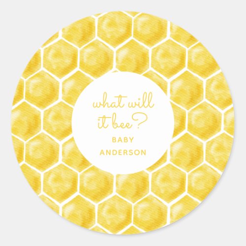 What Will it Bee Yellow Neutral Baby Shower Classic Round Sticker