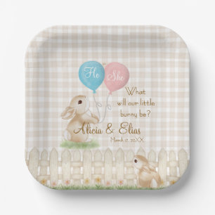 What Will Our Little Bunny Be? Gender Reveal Paper Plates