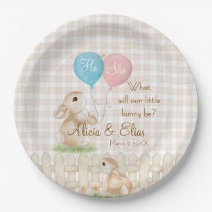 What Will Our Little Bunny Be? Gender Reveal Paper Plates