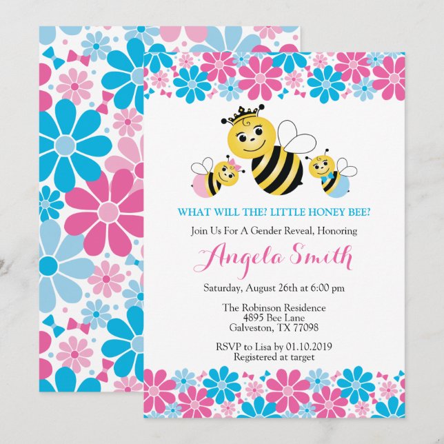 What Will The Honey Bee Baby Shower Invitation (Front/Back)