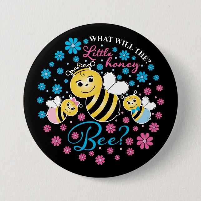 What Will The Little Honey Bee Gender Reveal Button (Front)