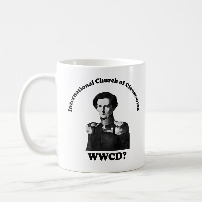 What Would Carl Do - Int Church of Clausewitz BW Coffee Mug (Left)