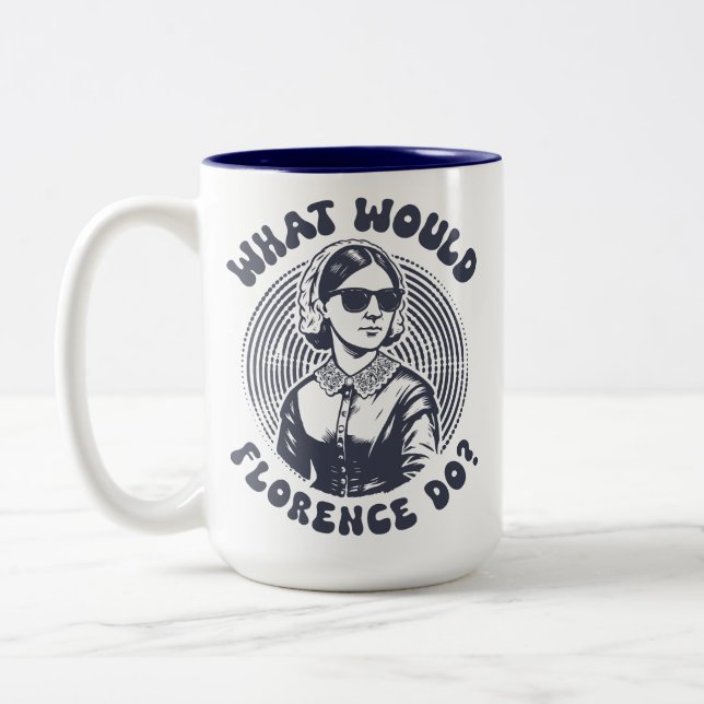 What Would Florence Do? Florence Nightingale Retro Two-Tone Coffee Mug (Left)