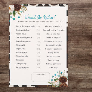 What Would She Choose? Boho Bridal Shower game Invitation