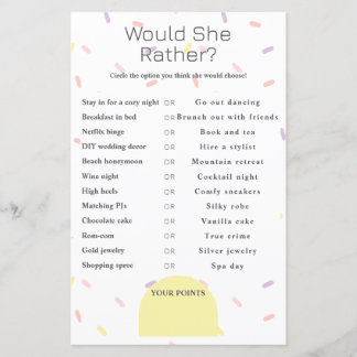 What Would She Choose? Bridal Shower game