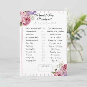 What Would She Choose? Floral Bridal Shower game Invitation