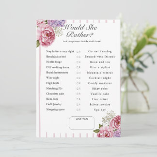 What Would She Choose? Floral Bridal Shower game Invitation